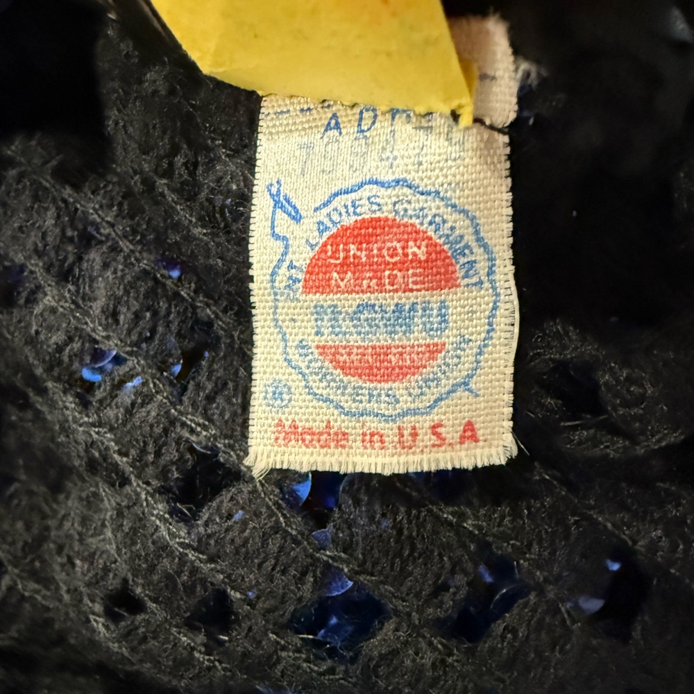 VTG 80s PARTIQUE New York Sequin Fishnet Party Sweater Royal Blue Womens 6 Small - Picture 8 of 9